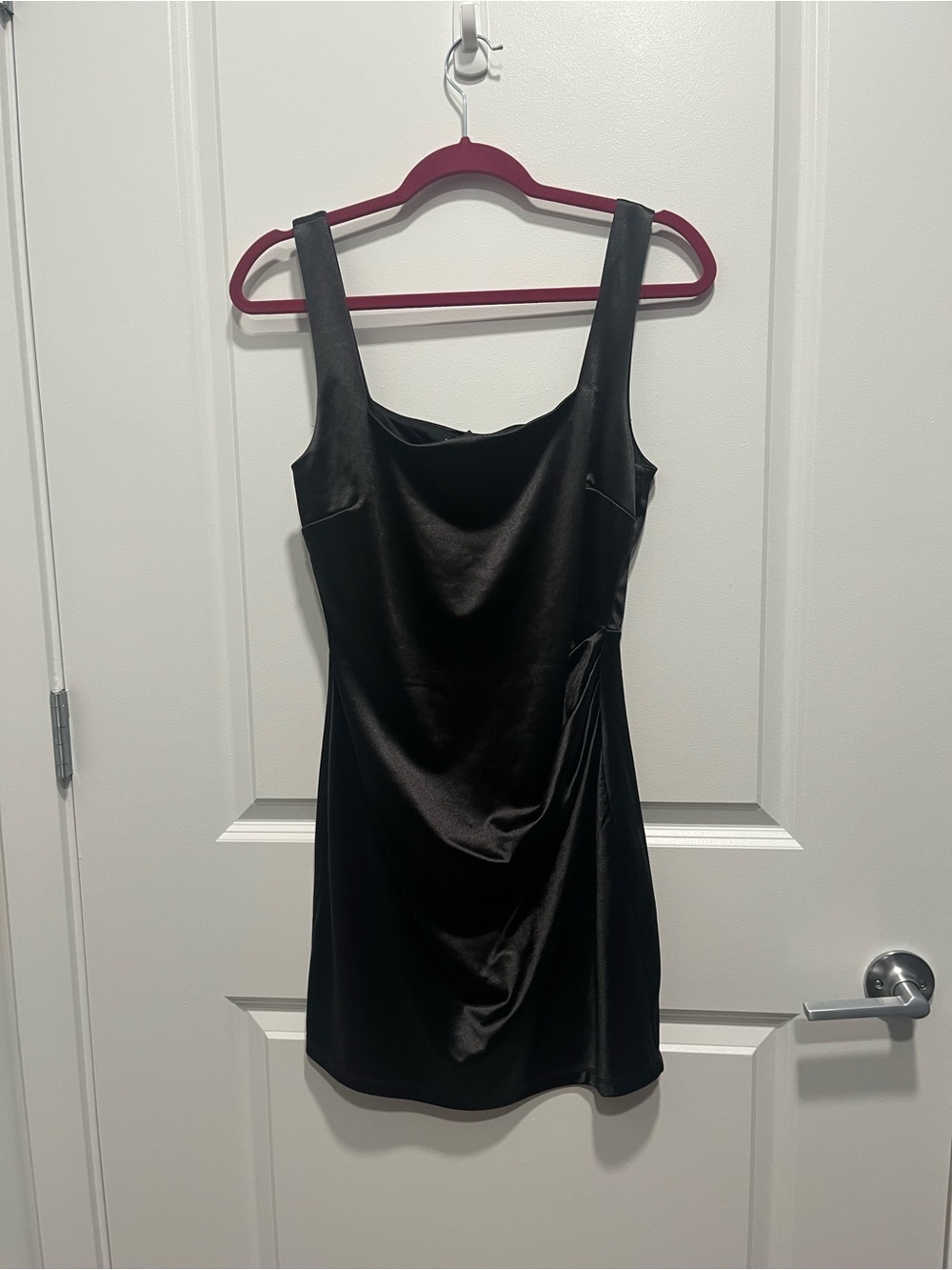 Lovely Day Black Satin Mini Dress